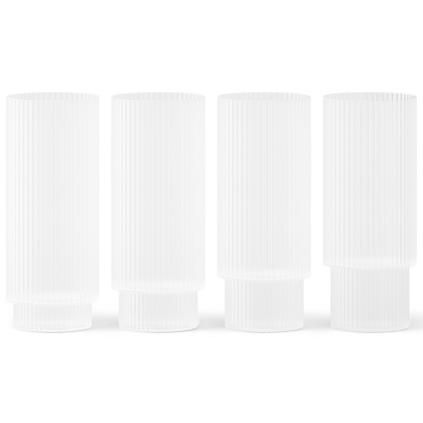 Hosszú italospohár RIPPLE 300 ml, 4 db szett, fehér, kemény LIVING
