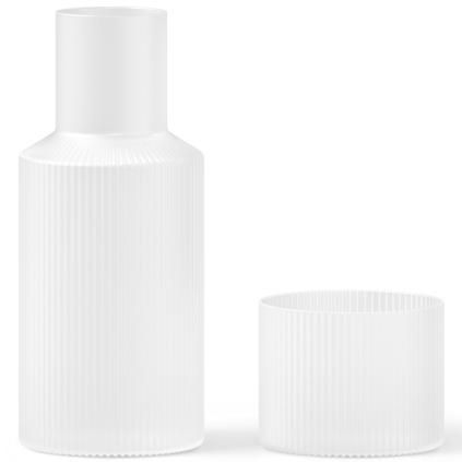 Vízkaraffa RIPPLE 500 ml, üveggel, fehér, üveg, kemény LIVING