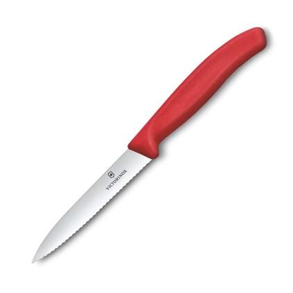 229188 orezavaci nuz swiss classic 10 cm vroubkovany cervena plast victorinox