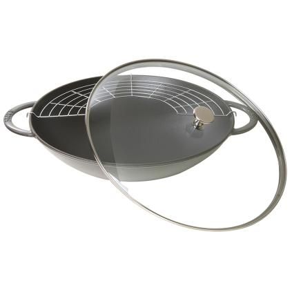 141287 wok se sklenenou poklici o 37 cm grafitove sedy staub