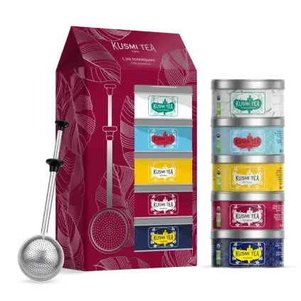 233132 darkova sada caju iconics teas 5 x 20 g plechovka infuzer kusmi tea