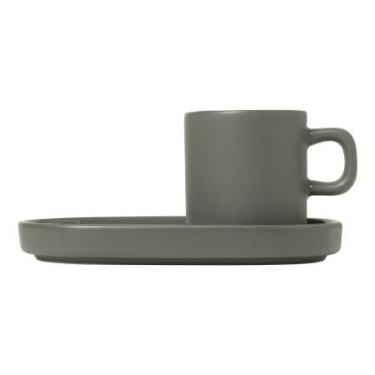 Espresso csésze csészealjjal PILAR, 2 db szett, 50 ml, sötétszürke, Blomus