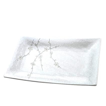Tálaló tányér WHITE BLOSSOM 33 x 19 cm, MIJ