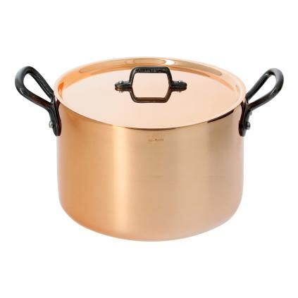 Fazék INOCUIVRE 24 cm, 7,5 l, öntöttvas fülekkel, réz, de Buyer