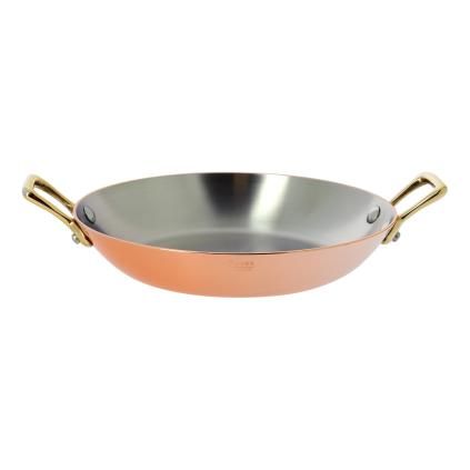 Réz tálalóserpenyő bronz fülekkel Ø 24 cm Inocuivre