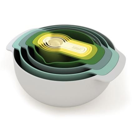 Tál készlet OPAL NEST, 9 db, konyhai mérőkanál készlettel, egymásba rakható, Joseph Joseph