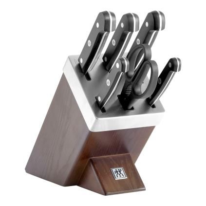 Késkészlet blokkal GOURMET, 7 db, csokoládé színű kőrisfa, Zwilling