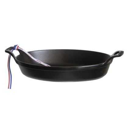 Ovális öntöttvas sütőtál, fekete, 28 cm