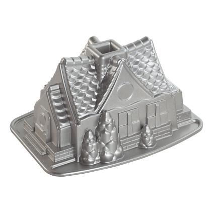 Kuglóf sütőforma GINGERBREAD HOUSE, ezüst, Nordic Ware