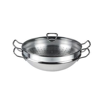 Wok NANJING 35 cm, pároló betéttel és fedővel, Fissler