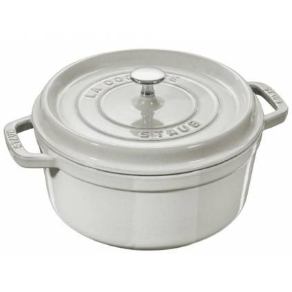 Lábas COCOTTE 20 cm, kerek, fehér, öntöttvas, Staub