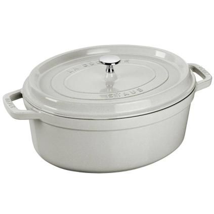 Lábas COCOTTE 23 cm, ovális, fehér, öntöttvas, Staub