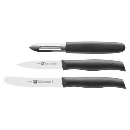 Késkészlet TWIN GRIP, hámozóval, 3 db szett, fekete, ZWILLING