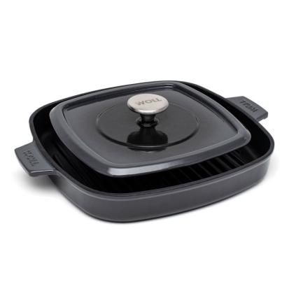 Grill serpenyő IRON IND 28 cm, tálakkal, szürke, WOLL