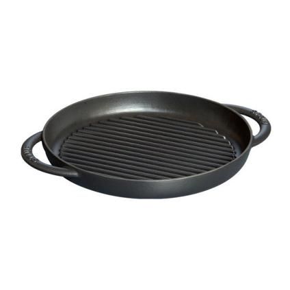 Öntöttvas grillserpenyő, kerek, fekete, Ø 26 cm