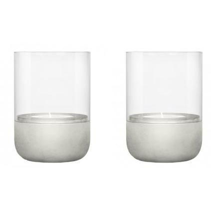 Gyertyatartó tea gyertyához CALMA 9 cm, 2 db szett, szürke, beton, Blomus