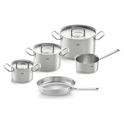 ORIGINAL-PROFI COLLECTION Edénykészlet, nyeles lábas és univerzális serpenyő, 5 db szett, rozsdamentes, Fissler