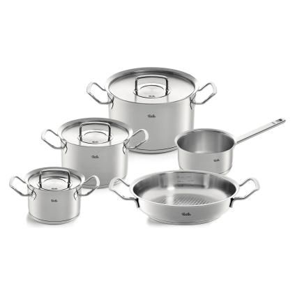 Edénykészlet ORIGINAL-PROFI COLLECTION, nyeles lábas és tálalóserpenyő, 5 db szett, rozsdamentes, Fissler