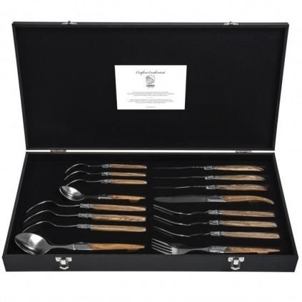 Evőeszközkészlet LUXURY, 16 db, olajfa markolattal, Laguiole