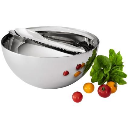 Salátástál 25 cm, evőeszközzel, ezüst, Philippi