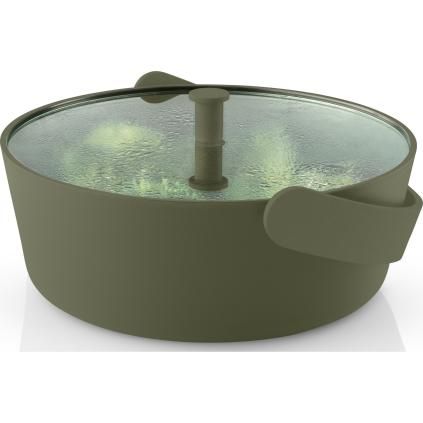 GREEN TOOL mikrohullámú párolóedény 2 l, zöld, üveg/műanyag, Eva Trio
