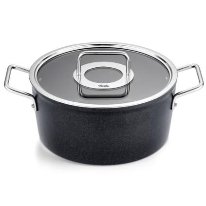 Lábas ADAMANT 24 cm, 4,9 l, Üveg fedél, tapadásmentes felület, Fissler