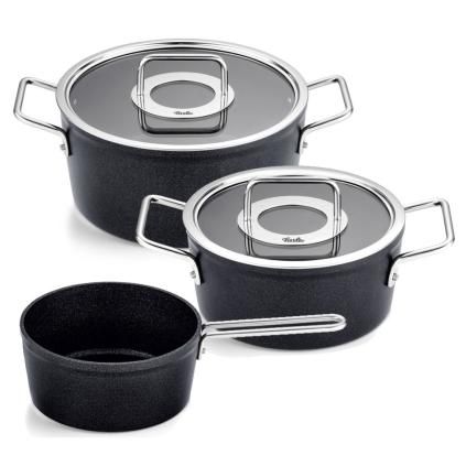 ADAMANT edénykészlet, üveg fedél, 3 db szett, tapadásmentes felület, Fissler