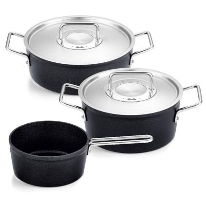 Edénykészlet ADAMANT, rozsdamentes fedők, 3 db szett, tapadásmentes bevonat, Fissler