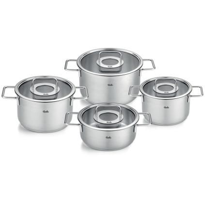 PURE Edénykészlet, üveg fedél, 4 db szett, rozsdamentes, Fissler