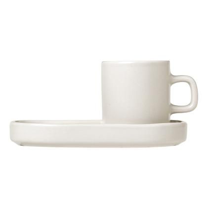 Espresso csésze poháralátéttel PILAR, 2 db szett, 50 ml, krém színű, Blomus