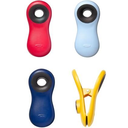Élelmiszer lezáró szett GOOD GRIPS, csipeszek, mágneses, 4 db szett, műanyag, OXO