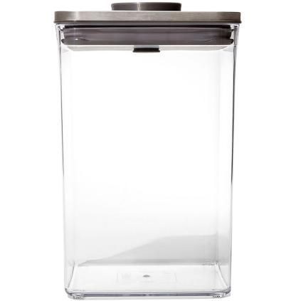 Élelmiszertároló edény POP STEEL 4,2 l, nagy négyzet alakú, műanyag, OXO