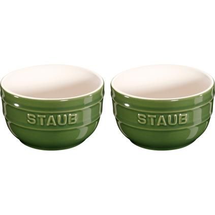 Ramekin 9 cm, szett 2, zöld, kerámia, Staub