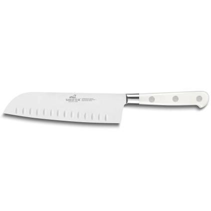 Santoku kés TOQUE 18 cm, rozsdamentes acél szegecsek, fehér, Lion Sabatier