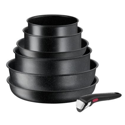 INGENIO BLACK STONE L3998702 étkészlet, 7 db szett, tapadásmentes felület, Tefal