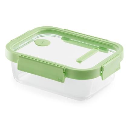 Üveg tárolóedény készlet 1,05 l, téglalap alakú, üveg, Lékué