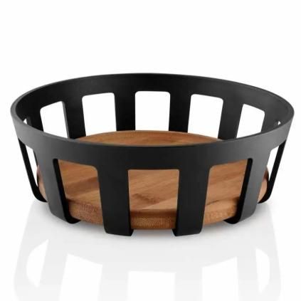 Kenyérkosár NORDIC KITCHEN 22 x 7 cm, fekete, műanyag/bambusz, Eva Trio