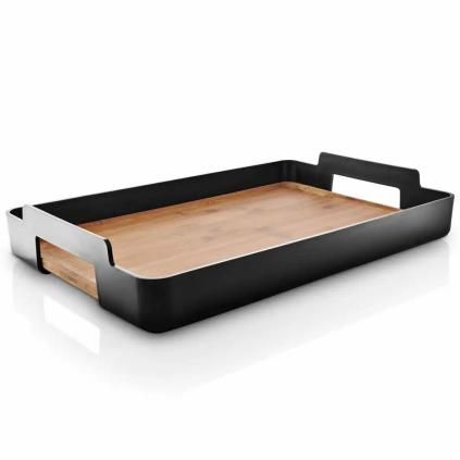 NORDIC KITCHEN tálalótálca 50 x 35 cm, fekete, műanyag/bambusz, Eva Trio