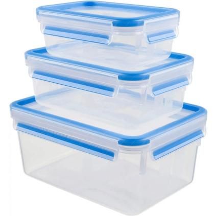 Üveg tárolóedény készlet MASTER SEAL FRESH, 3 db szett, kék, műanyag, Tefal