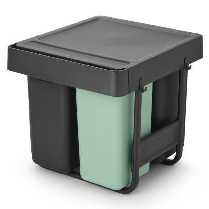 Brabantia SORT & GO beépített szemetes kosár, 2 x 10 l + 1 x 20 l, sötétszürke / jáde zöld, műanyag