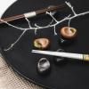 Chopstics rest pebble MATT BLACK, porcelain, szilvafa evőpálcika tartó, porcelán, MIJ