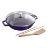 Wok 30 cm, üvegfedővel, sötétkék, Staub
