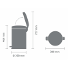 Pedálos szemetes kosár NEWICON 20 l, matt acél, Brabantia