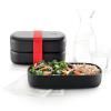 Uzsonnás doboz LUNCHBOX TO GO 1 l, evőeszközzel, fekete / fekete, Lékué