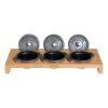 3 öntöttvas mini lábas szervírozó állvány, bambusz, Staub