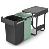 Brabantia SORT & GO beépített szemetes kosár, 2 x 15 l, sötétszürke / jáde zöld, műanyag