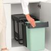 Brabantia SORT & GO beépített szemetes kosár, 2 x 15 l, sötétszürke / jáde zöld, műanyag