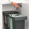 Brabantia SORT & GO beépített szemetes kosár, 2 x 15 l, sötétszürke / jáde zöld, műanyag
