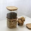 Pebbly PKV-015 üveg tárolóedény készlet, 3 db-os szett, 800 ml, üveg/bambusz